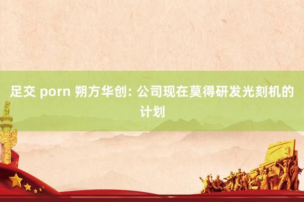 足交 porn 朔方华创: 公司现在莫得研发光刻机的计划