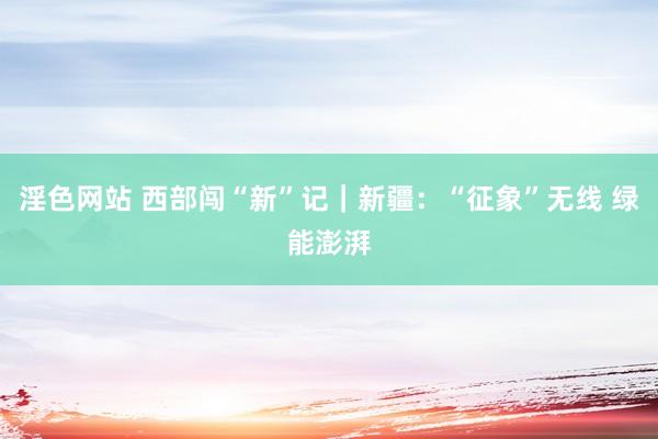 淫色网站 西部闯“新”记｜新疆：“征象”无线 绿能澎湃